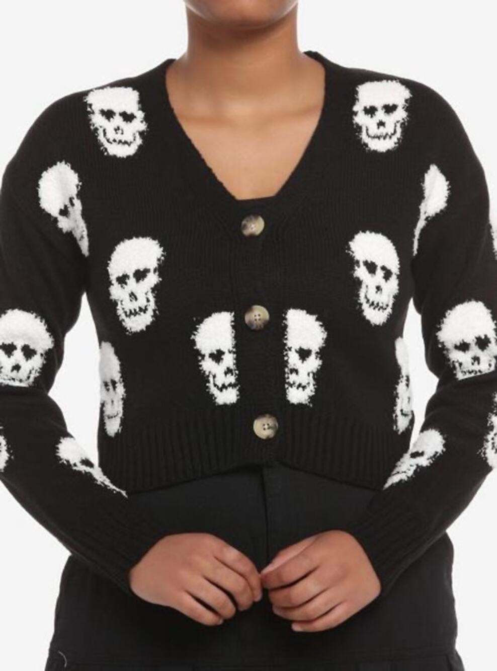 NOBO Skull Heart Eyes Girls Crop Cardigan Size LG/A5_91626_186